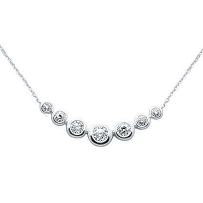 Muse Jewelry .15ct G SI 14K White Gold Diamond Graduated Pendant Necklace 18" Long