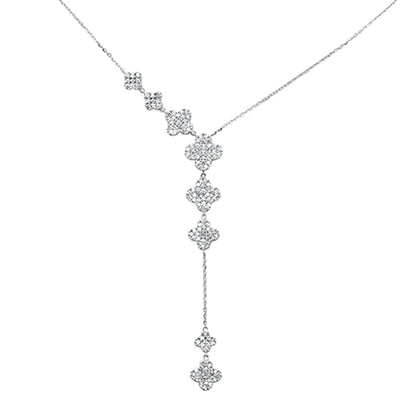 Muse Jewelry .82ct G SI 14K White Gold Graduated Diamond Drop Pendant Necklace 18" Long