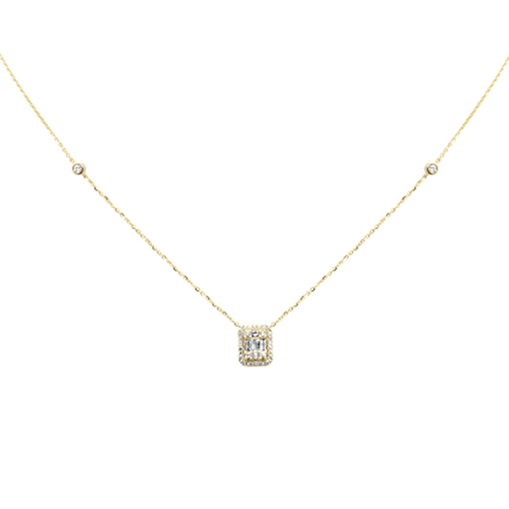 Muse Jewelry .38ct G SI 14K Yellow Gold Round & Baguette Diamond Pendant Necklace 18" Long