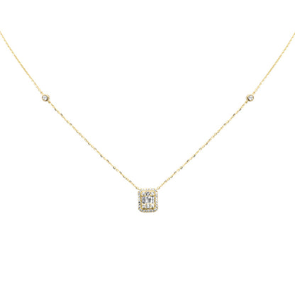 Muse Jewelry .38ct G SI 14K Yellow Gold Round & Baguette Diamond Pendant Necklace 18" Long