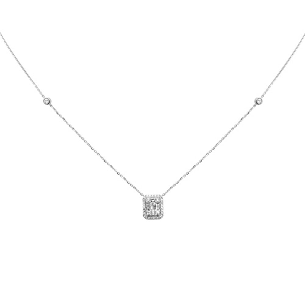 Muse Jewelry .35ct G SI 14K White Gold Round & Baguette Diamond Pendant Necklace 18" Long