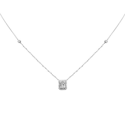 Muse Jewelry .35ct G SI 14K White Gold Round & Baguette Diamond Pendant Necklace 18" Long