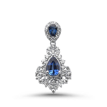 Muse Jewelry 3.27ct G SI 14K White Gold Diamond & Blue Sapphire Gemstones Pendant