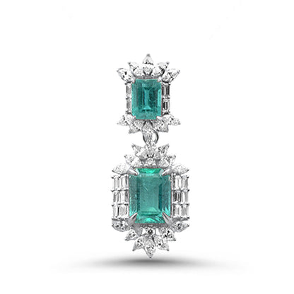 Muse Jewelry 5.64ct G SI 14K White Gold Diamond & Natural Emerald Gemstones Pendant