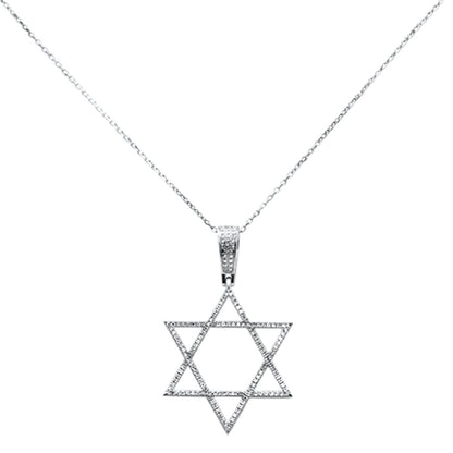 Muse Jewelry .24ct G SI 14K White Gold Diamond Star of David Pendant Necklace 18" Long Chain