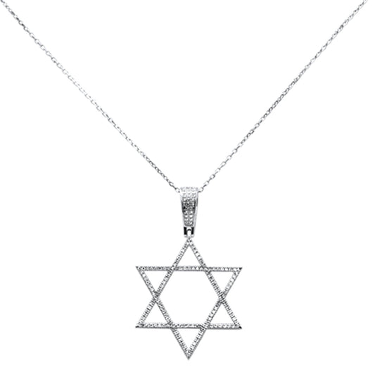 Muse Jewelry .24ct G SI 14K White Gold Diamond Star of David Pendant Necklace 18" Long Chain