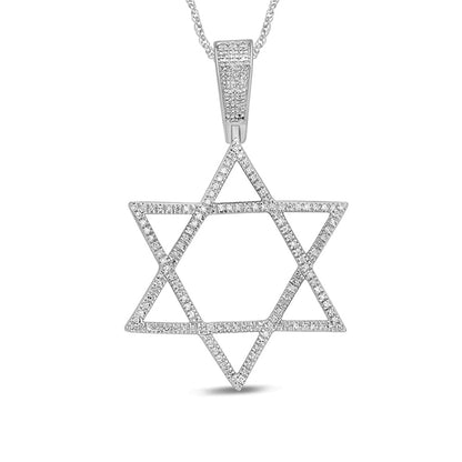 Muse Jewelry .24ct G SI 14K White Gold Diamond Star of David Pendant Necklace 18" Long Chain