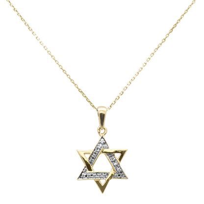 Muse Jewelry .12ct G SI 14K Yellow Gold Diamond Star of David Pendant Necklace 18" Long Chain