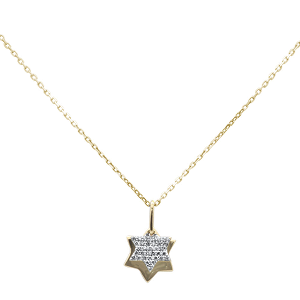 Muse Jewelry .13ct G SI 14K Yellow Gold Diamond Star Pendant Necklace 18" Long Chain