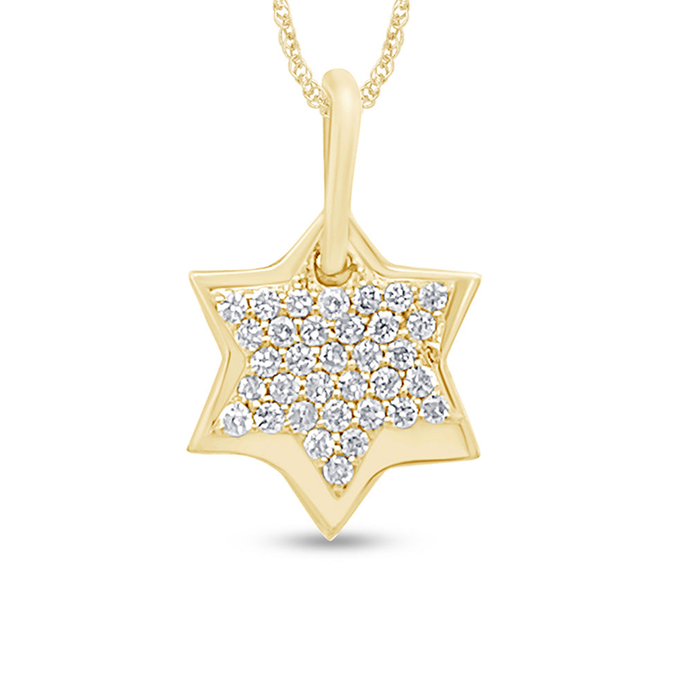 Muse Jewelry .13ct G SI 14K Yellow Gold Diamond Star Pendant Necklace 18" Long Chain