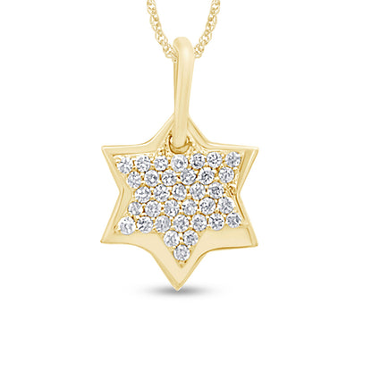 Muse Jewelry .13ct G SI 14K Yellow Gold Diamond Star Pendant Necklace 18" Long Chain