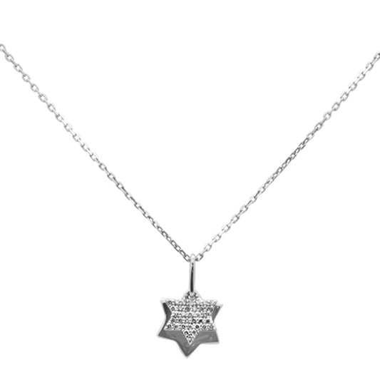 Muse Jewelry .13ct G SI 14K White Gold Diamond Star Pendant Necklace 18" Long Chain