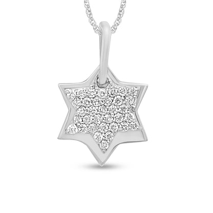 Muse Jewelry .13ct G SI 14K White Gold Diamond Star Pendant Necklace 18" Long Chain