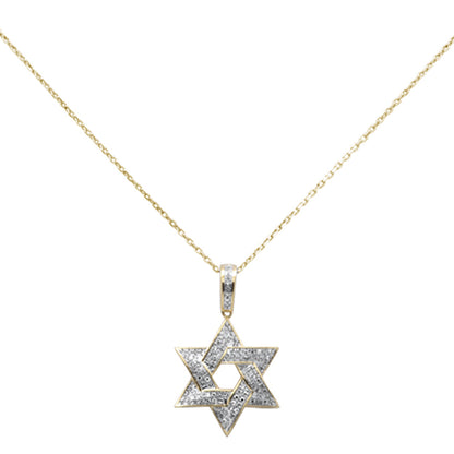 Muse Jewelry .26ct G SI 14K Yellow Gold Diamond Star of David Pendant Necklace 18" Long Chain