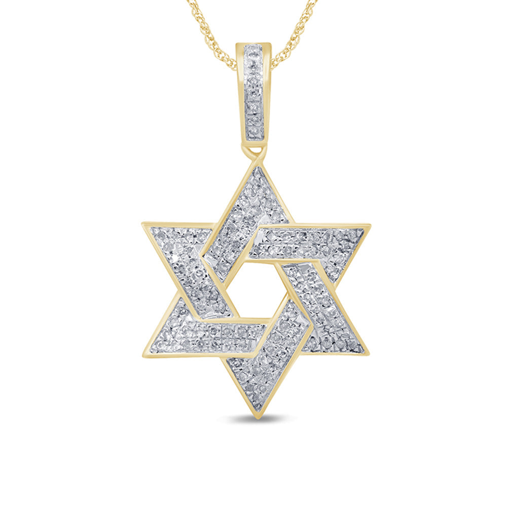 Muse Jewelry .26ct G SI 14K Yellow Gold Diamond Star of David Pendant Necklace 18" Long Chain