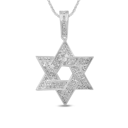 Muse Jewelry .26ct G SI 14K White Gold Diamond Star of David Pendant Necklace 18" Long Chain