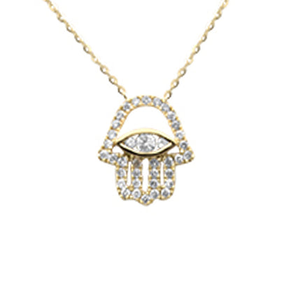 Muse Jewelry .26ct G SI 14K Yellow Gold Diamond Evil Eye Pendant Necklace 16+2" Ext