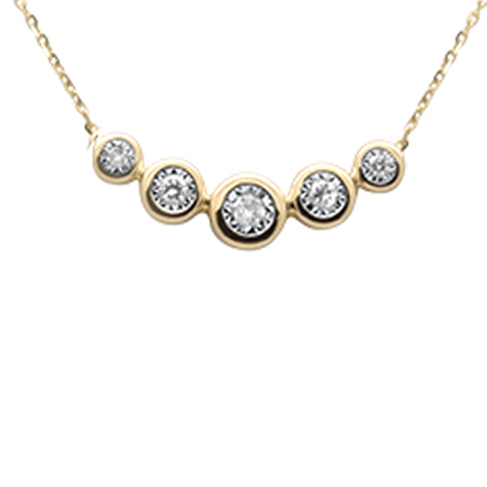 Muse Jewelry .13ct G SI 14K Yellow Gold Diamond 5 Stones Pendant Necklace 16+2" Ext