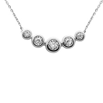 Muse Jewelry .13ct G SI 14K White Gold Diamond 5 Stones Pendant Necklace 16+2" Ext