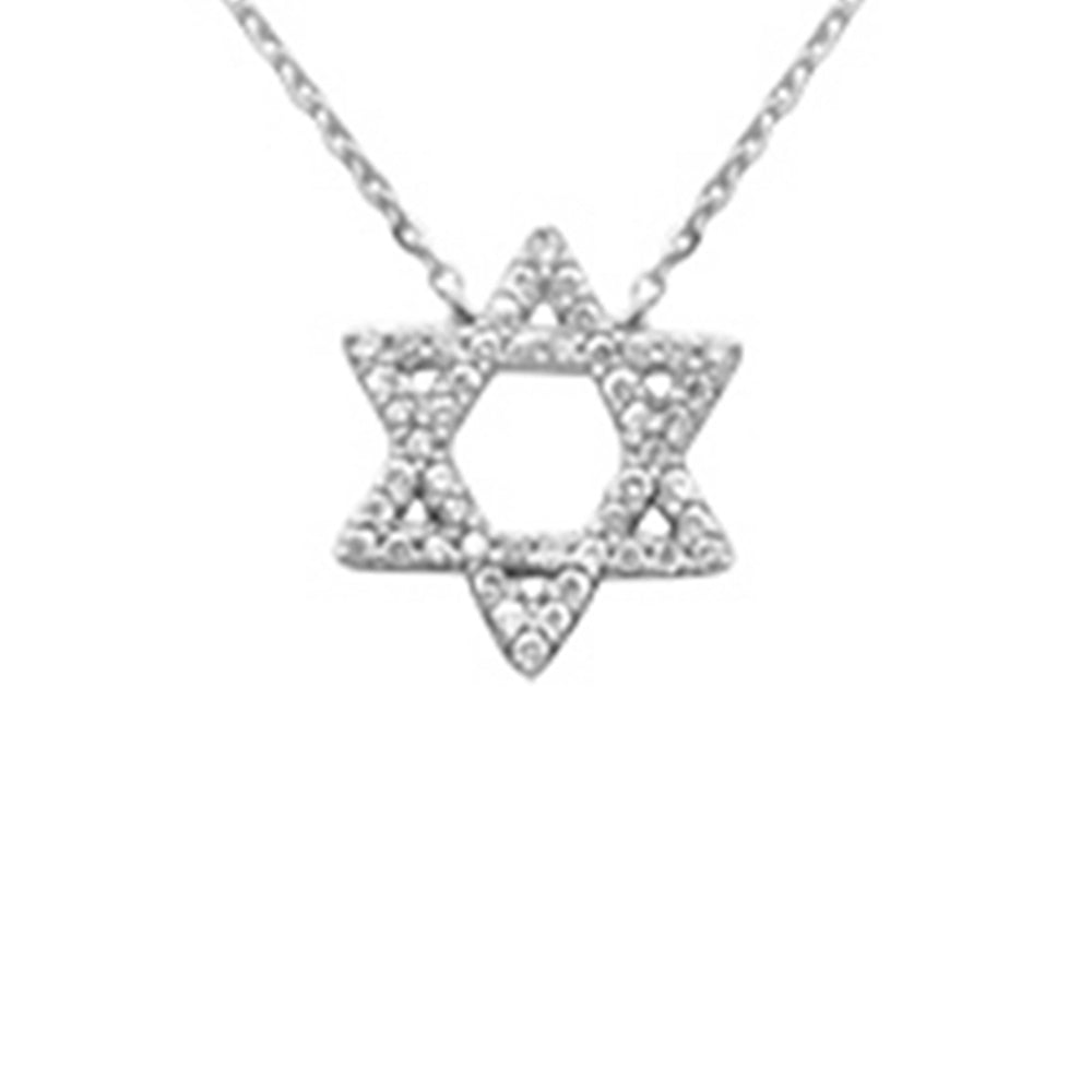 Muse Jewelry .15ct G SI 14K White Gold Diamond Star of David Pendant Necklace 16+2" Ext