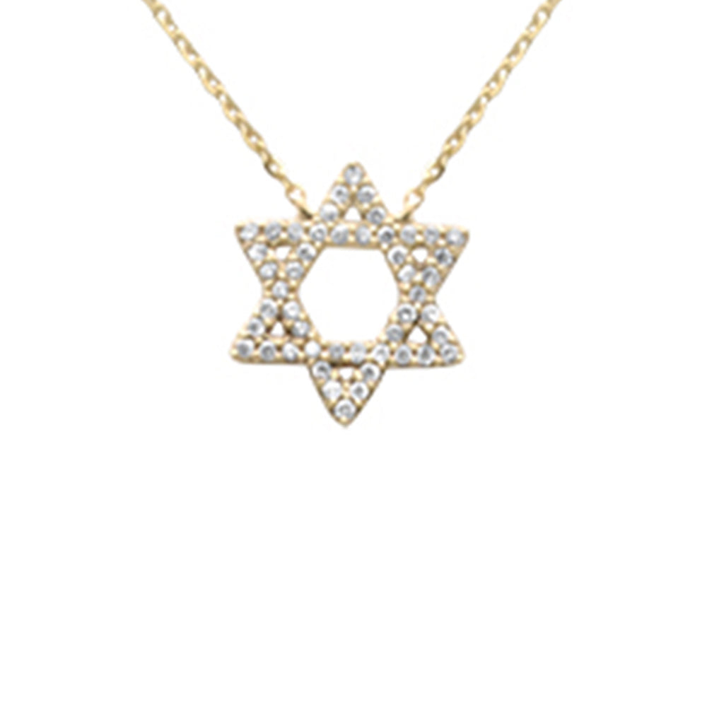 Muse Jewelry .15ct G SI 14K Yellow Gold Diamond Star of David Pendant Necklace 16+2" Ext