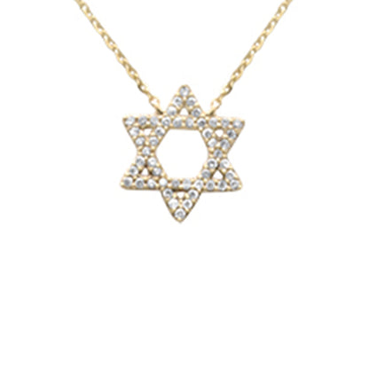 Muse Jewelry .15ct G SI 14K Yellow Gold Diamond Star of David Pendant Necklace 16+2" Ext