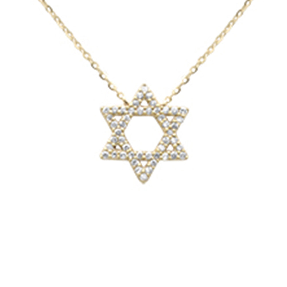 Muse Jewelry .22ct G SI 14K Yellow Gold Diamond Star of David Pendant Necklace 16+2" Ext