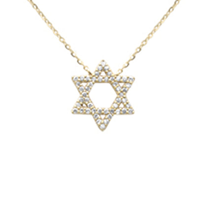 Muse Jewelry .22ct G SI 14K Yellow Gold Diamond Star of David Pendant Necklace 16+2" Ext