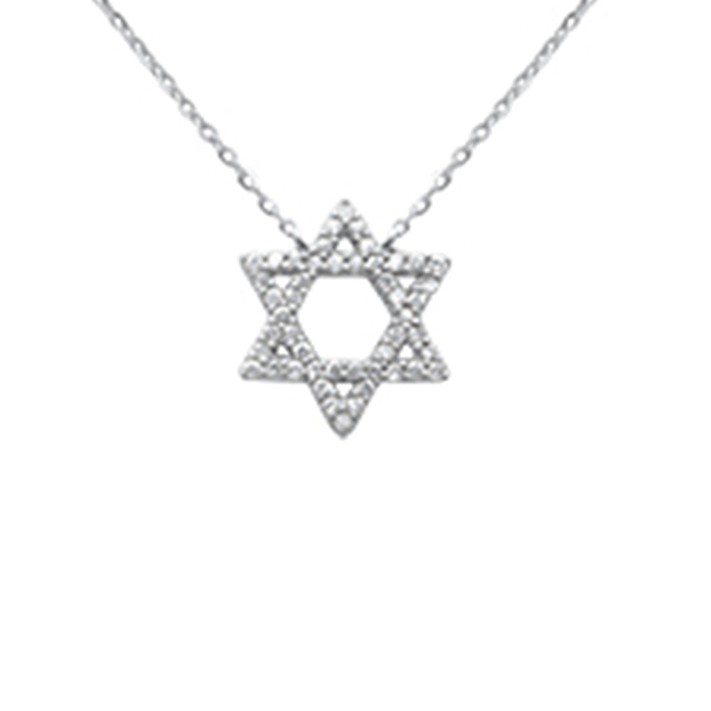 Muse Jewelry .22ct G SI 14K White Gold Diamond Star of David Pendant Necklace 16+2" Ext