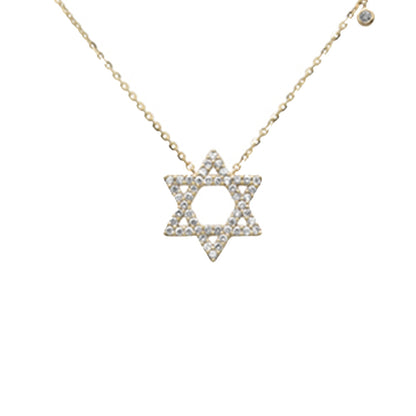 Muse Jewelry .16ct G SI 14K Yellow Gold Diamond Star of David Pendant Necklace 16+2" Ext