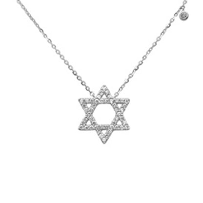 Muse Jewelry .16ct G SI 14K White Gold Diamond Star of David Pendant Necklace 16+2" Ext