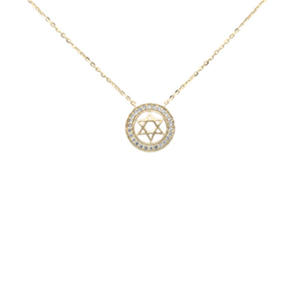 Muse Jewelry .09ct G SI 14K Yellow Gold Diamond Star of David Pendant Necklace 16+2" Ext