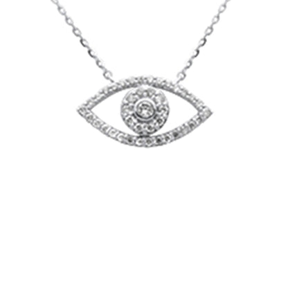 Muse Jewelry .25ct G SI 14K White Gold Diamond Evil Eye Pendant Necklace 16+2" Ext