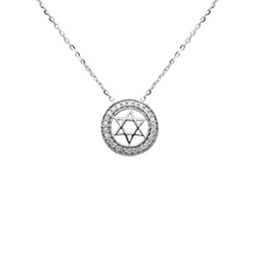 Muse Jewelry .10ct G SI 14K White Gold Diamond Star of David Pendant Necklace 16+2" Ext