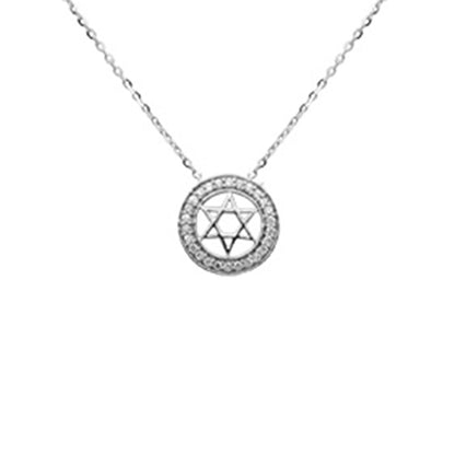 Muse Jewelry .10ct G SI 14K White Gold Diamond Star of David Pendant Necklace 16+2" Ext