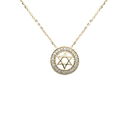 Muse Jewelry .10ct G SI 14K Yellow Gold Diamond Star of David Pendant Necklace 16+2" Ext