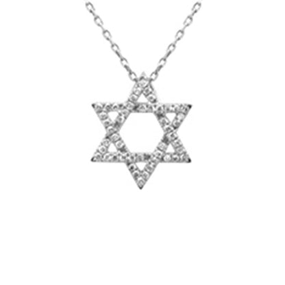 Muse Jewelry .17ct G SI 14K White Gold Diamond Star of David Pendant 18" long Chain