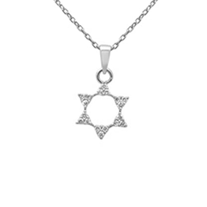 Muse Jewelry .11ct G SI 14K White Gold Diamond Star of David Pendant 18" long Chain