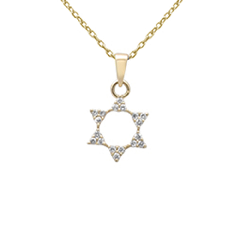 Muse Jewelry .11ct G SI 14K Yellow Gold Diamond Star of David Pendant 18" long Chain