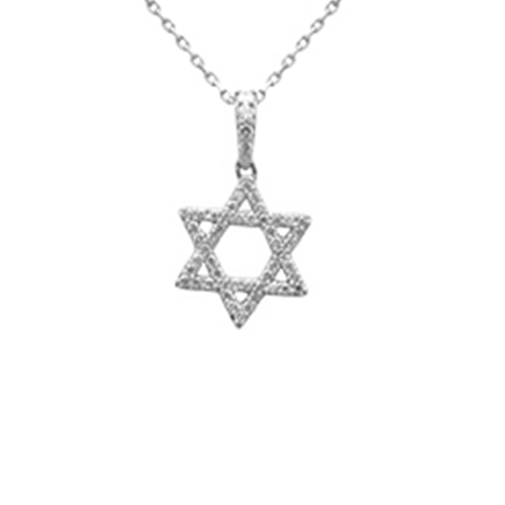 Muse Jewelry .28ct G SI 14K White Gold Diamond Star of David Pendant 18" long Chain