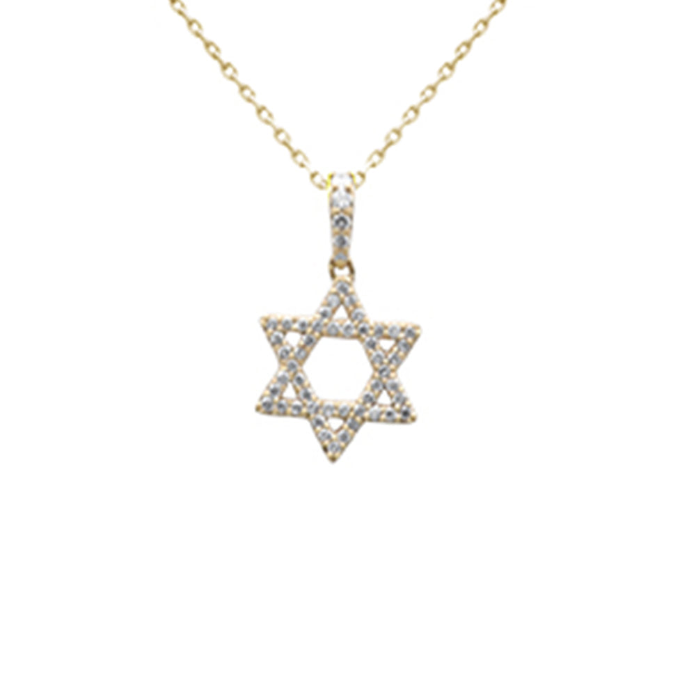 Muse Jewelry .28ct G SI 14K Yellow Gold Diamond Star of David Pendant 18" long Chain