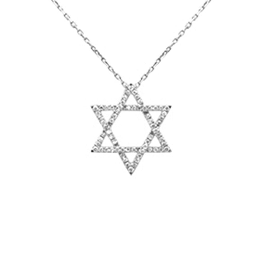 Muse Jewelry .23ct G SI 14K White Gold Diamond Star of David Pendant 18" long Chain