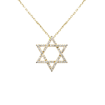 Muse Jewelry .23ct G SI 14K Yellow Gold Diamond Star of David Pendant 18" long Chain