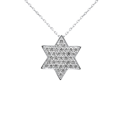 Muse Jewelry .64ct G SI 14K White Gold Diamond Star of David Pendant 18" long Chain