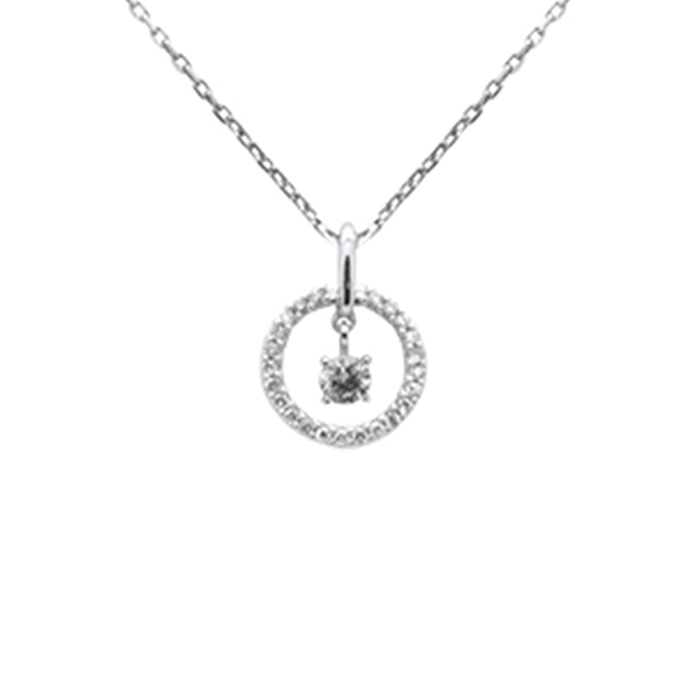 Muse Jewelry .20ct G SI 14K White Gold Diamond Dancing Pendant Necklace 18" long Chain