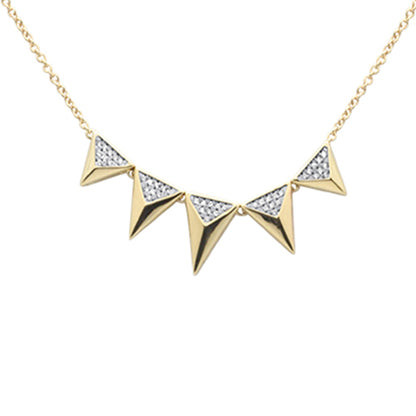 Muse Jewelry .16ct G SI 14K Yellow Gold Diamond Multiple Triangle Shapes Pendant Necklace 14+2" Ext Long