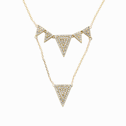 Muse Jewelry .22ct G SI 14K Yellow Gold Diamond Multiple Triangle Shapes Pendant Necklace 18" long Chain