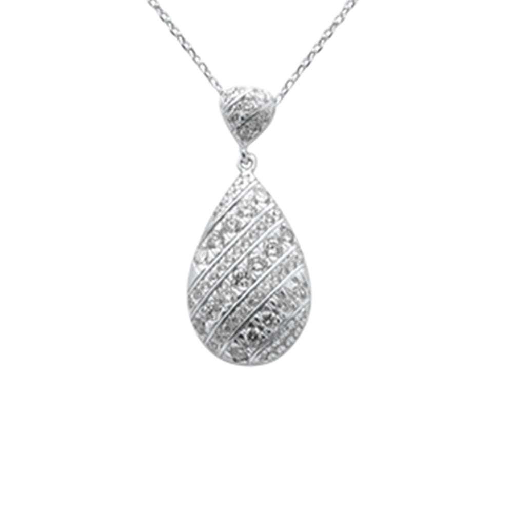 Muse Jewelry .26ct G SI 14K White Gold Diamond Pear Shape Pendant Necklace 18" long Chain