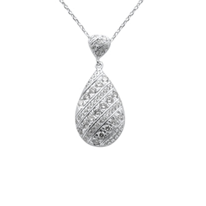 Muse Jewelry .26ct G SI 14K White Gold Diamond Pear Shape Pendant Necklace 18" long Chain