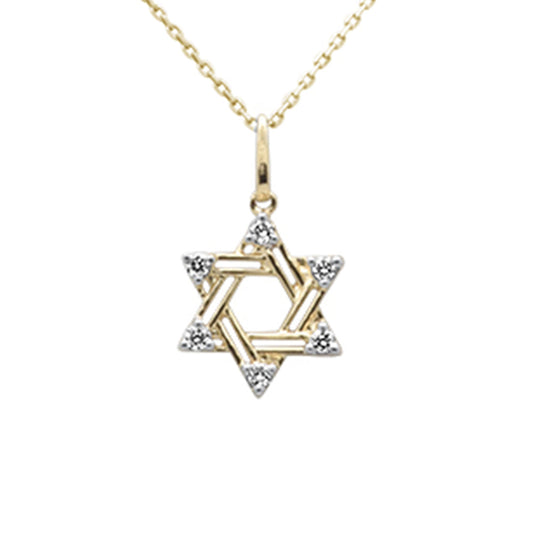 Muse Jewelry .18ct G SI 14K Yellow Gold Diamond Star of David Pendant Necklace 18" Long